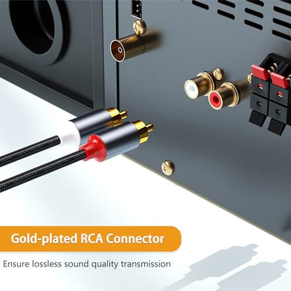 RCA to 3.5mm Aux Cable Braided, 4FT RCA to Aux Headphone Cable for Speaker, Subwoofer, Stereo Audio Cord