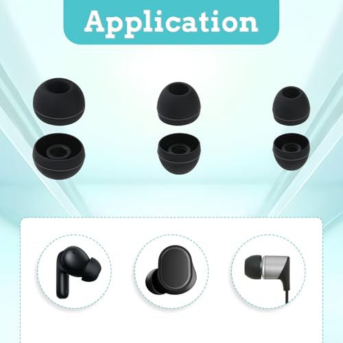 30Pcs Silicone Replacement Earbud Covers Fit Most Earphones Ear Tips(Inner Hole 4mm -6.5mm) Black Ears Cushion Earbuds for in- Ear Headphones Tips Replacement Kit