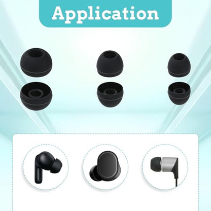 30Pcs Silicone Replacement Earbud Covers Fit Most Earphones Ear Tips(Inner Hole 4mm -6.5mm) Black Ears Cushion Earbuds for in- Ear Headphones Tips Replacement Kit