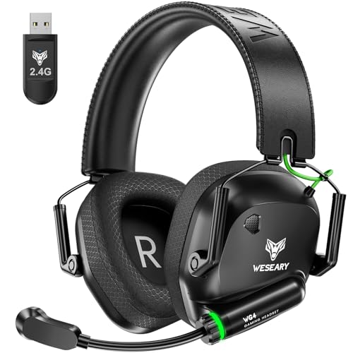 WESEARY Wireless Gaming Headset with Mic, 2.4GHz & Bluetooth 5.4 Headphones | Ultra-Low Latency, Stereo Sound, Soft Earmuffs, Wireless Headsets for PS5, PS4, Switch, PC, Mac