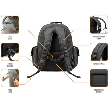 Prime DJ Backpack for DVS, Mobile, or Club Gigs, Bag Carry Mixers S9, 62, etc., Laptop, Stand, Tablet, Headphone, Vinyl Records, USB Mobile Devices, Needle Case, Cables, Microphone & More
