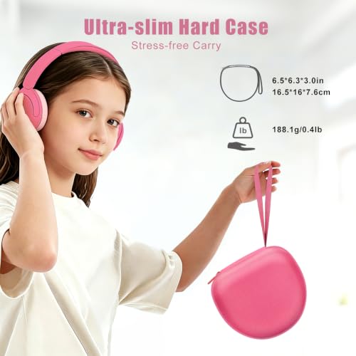 Kids Headphones Case for iClever/JBL/Acer Etc Headphone,Red+Pink,Case Only | for iClever BTH12 HS19 BTH20 BTH22 BTH26/Candy Bila/Acer/JBL Junior 320/MIDOLA/JoySpark/ADOOPE Etc Girls Boy Kid Headphone - color: Red+Pink