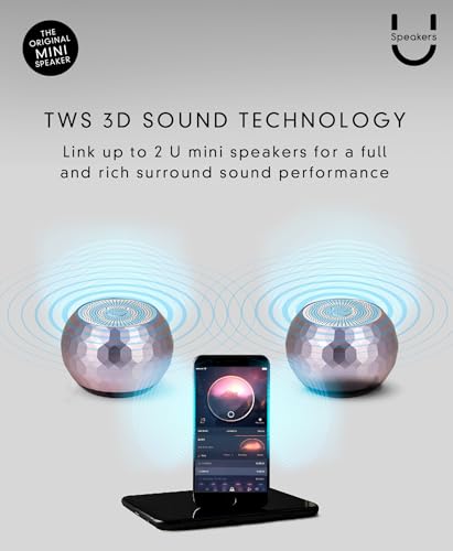 Fashionit U Mini, Tiny Bluetooth Speaker with Magnetic Base, Glam Lilac | aluminum shell, Wireless, TWS stereo pairing, 30 foot range, rechargeable battery, magnetic base, travel and gifting - color: Glam Lilac
