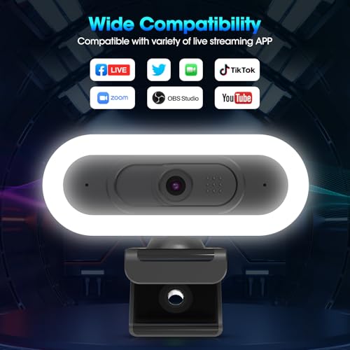 ToLuLu 2K Streaming Webcam Web Cam, LED RGB Webcam with Microphone & Light - style: 2K Autofocus RGB Ring Light webcam