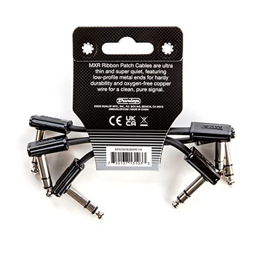 Jim Dunlop (3PDCISTR03), 1/4-Inch Right Angle MXR Ribbon TRS Patch Cable 3 in|7.6 cm-3 Pack (3PDCISTR03R) - size: 3 inches