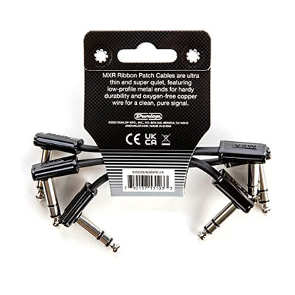 Jim Dunlop (3PDCISTR03), 1/4-Inch Right Angle MXR Ribbon TRS Patch Cable 3 in|7.6 cm-3 Pack (3PDCISTR03R) - size: 3 inches