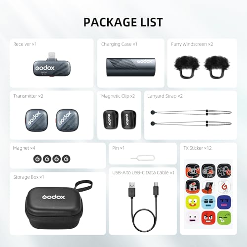 GODOX Cube-SL Wireless Lavalier Microphone System | 48kHz 24-bit Audio, Float Recording, 1000ft Range, 30H Battery, Lightning Receiver with Charging Case
