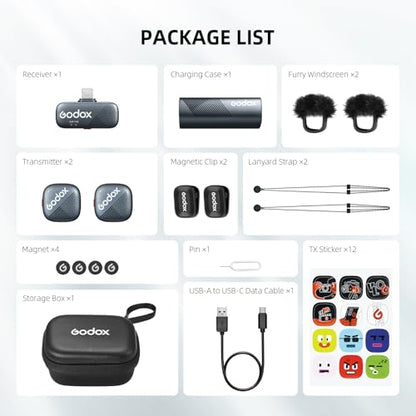 GODOX Cube-SL Wireless Lavalier Microphone System | 48kHz 24-bit Audio, Float Recording, 1000ft Range, 30H Battery, Lightning Receiver with Charging Case