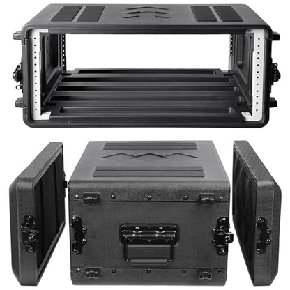 Diandian 4U Rack Case Shallow 16" Depth, Rackmount Flight Case Shock Mount | for Pro Audio, Amplifier, DJ Mixer, Effects with Microphone Compartments, Dust-Proof, Tour & Live Sound - size: 4U Rack Space 16" Deep