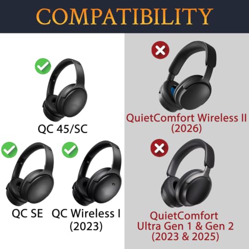 SOULWIT Earpads for Bose (QC45/QC SE/QC Wireless) - Burgundy - color: Burgundy