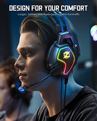 Ozeino Gaming Headset for Xbox One Series X/S Ps5, Ps4, PC Switch, Noise Canceling Headphones with Microphone, 3.5mm Audio Jack, Auto-Adjust Headband (Pack of 2)