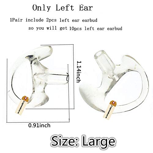 Lsgoodcare Replacement Ear Mold Earbuds Clear, Soft Silicone Insert Earmold Ear Bud Left Ear piece Large Size for 2 Way Radio Acoustic Coil Tube, Walkie Talkie Earmould 5 Pairs - color: clear-l, size: large