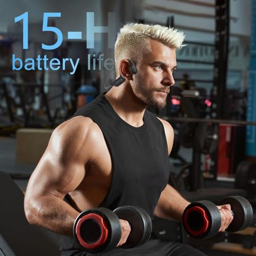Bone Conduction Headphones, Open Ear Bluetooth 5.4 Headset with Mic | 15H Playback, IPX6 Sweatproof, Lightweight Open-Ear Fit for Running, Cycling, Walking & Outdoor Use (Black) - color: Black
