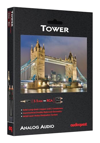 AudioQuest 5m Tower 3.5mm - 2xRCA Audio Cable Black - size: 5 m