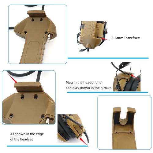 Microphone & PTT for Walker's Razor Noise Cancelling Headphones Airsoft (Coyote Brown) - color: Coyote Brown