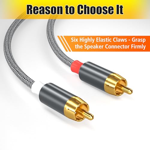 AGVEE 4ft RCA Cable, 2 RCA Male Thickened Six Claws Plug - color: Gray, size: 4ft