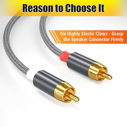 AGVEE 4ft RCA Cable, 2 RCA Male Thickened Six Claws Plug - color: Gray, size: 4ft