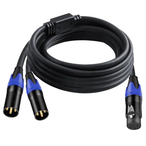 (10FT-1Pack) XLR Splitter Cable, 1 Female to 2 Male Patch Y Cable Balanced Microphone Splitter Cord Audio Adaptor - size: 10 ft, 1-Pack