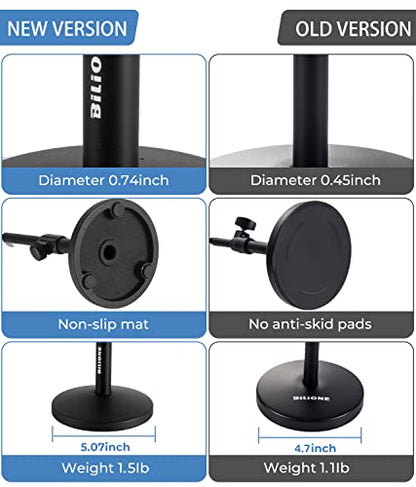 Multifunctional Desktop Microphone Stand, Adjustable Mic Stand Desk with Pop Filter, Shock Mount, Microphone Clip, 5/8" to 3/8" Metal Screw Adapter (Pack of 2) - size: Round Base (Pack of 2)