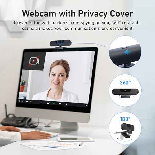 saylas 4K Webcam with 4 Noise Cancellation Microphone, W8GS Web Cam, Privacy Cover, 85° FOV, Plug & Play Web Streaming Camera for Computer, USB Webcam for Pc, Laptop, Desktop, Mac - color: 4K/85° FOV
