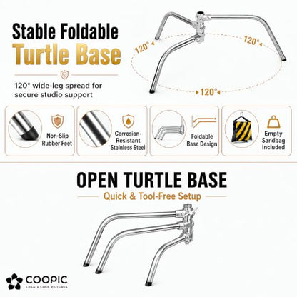 C Stand with Boom Arm, 9.18ft/280cm Heavy Duty Stainless Steel Photography Light Stand | 40.6in Holding Arm, 2 Grip Heads, Turtle Base, 4 Spring Clamps, Sandbag & Carry Bag for Studio Video Lighting - size: M280 CSTAND + BAG + SANDBAG + 4PCS CLAMPS