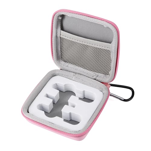 Hard Travel Carrying Mic Case Wireless Lavalier Microphone Case with 3 Slots for Wireless Lavalier Microphone Lapel clip-on Mic (Pink) - color: Pink