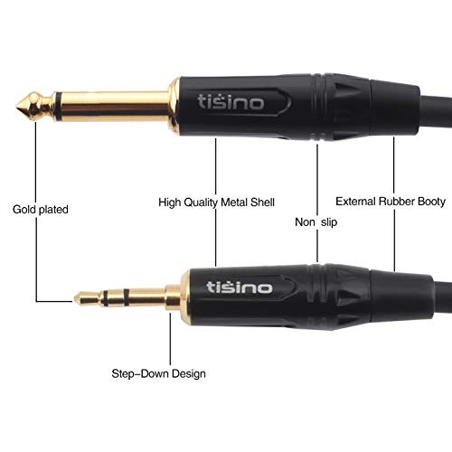 DISINO 1/8 Inch TRS Stereo to Dual 1/4 inch TS Mono Y-Splitter Cable 3.5mm Aux Mini Jack Stereo Breakout Cable Path Cords - 10 feet