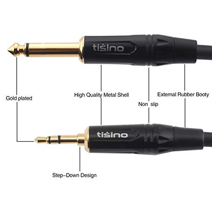DISINO 1/8 Inch TRS Stereo to Dual 1/4 inch TS Mono Y-Splitter Cable 3.5mm Aux Mini Jack Stereo Breakout Cable Path Cords - 10 feet
