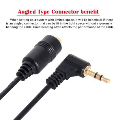 HDMIHOME 90 Degree Right Angled 3.5mm 3poles Audio Stereo Male to Female Extension Cable 10cm Black