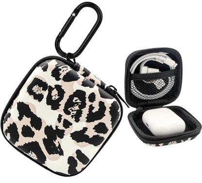 Earbud Case,Headphone Organizer Earbud Storage Bag, Hard EVA Shockproof Cover Carrying Case with Carabiner Clip Compatible with AirPods 5 4 AirPods Pro 2nd /3/2 Bose Galaxy Buds (Leopard) - color: Leopard