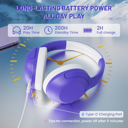 ATTACK SHARK G300 Active Noise Cancelling Wireless Headphones, Ultra Light Foldable Over-Ear Wired/Bluetooth Headset, 20H Playtime, Built-in Mic Hands Free Talking for Travel, Office, Home - Purple - color: Purple