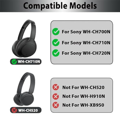 WH-CH710N Replacement Earpads Ear Cushions, Ear Pads for Sony WH-CH710N, WH-CH720N Headphones, Ear Cushions with Soft Protein Leather, Ear Comfort Memory Foam(Light Gray) | Softer Protein Leather & High-Density Memory Foam Earpads for Sony Headphones - co