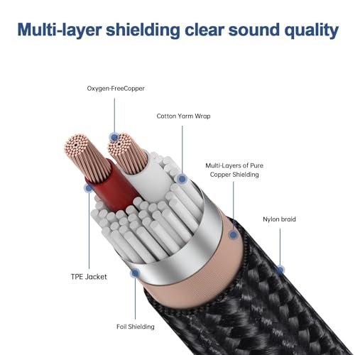 3.5mm Stereo Cable, Audio Cord, 10FT, 1/8 TRS to Dual 1/4 TS Mono, Y Splitter Cord Adapter Compatible with iPhone, PC, CD, Speaker, Home StereoSystem - size: 10 FT - 1pcak, style: 3.5mm (1/8") TRS to Dual 6.35mm (1/4") TS Mono