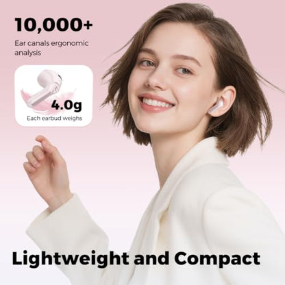 SoundPEATS Air6 HS LDAC Hi-Res Wireless Earbuds, Bluetooth 6.0, 13mm Driver | LDAC Hi-Res Audio Certified, 13mm Triple-Magnet Driver, 2MIC ENC, IPX5 Waterproof, Dynamic EQ, 45H, Bio-Composite Diaphragm - color: Pink