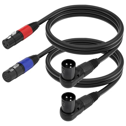 Right Angle XLR Cable 3.3FT, 2Pack, Black, Straight Female to 90 Degree Male Microphone Cable Cord, 3Pin XLR Adapter for Sound Devices Mixer Recorder - size: 3.3FT, style: R/A Male to ST FM