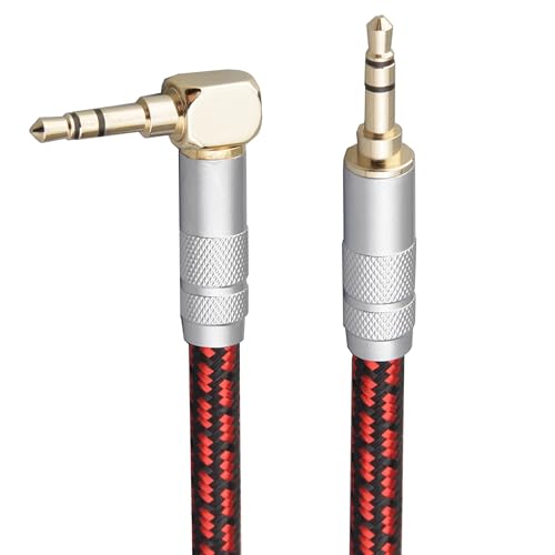 Audiophile High Purity Copper Aux Audio Cable 3.5mm Male to 3.5mm Male Audio Auxiliary Cord Gold-Plated Stereo HiFi Adapter Cable (Straight to Right Angle, 9.8ft/3m) - size: 9.8 ft, style: Straight to Right angle