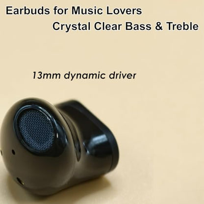 TINGER Mini Semi-in-Ear Bluetooth 5.4 Earbuds- 20H Battery Life Wireless Headphones, Ultra-Compact Design with Clear Calls, Sweatproof for Running/Gym/Travel - color: Black