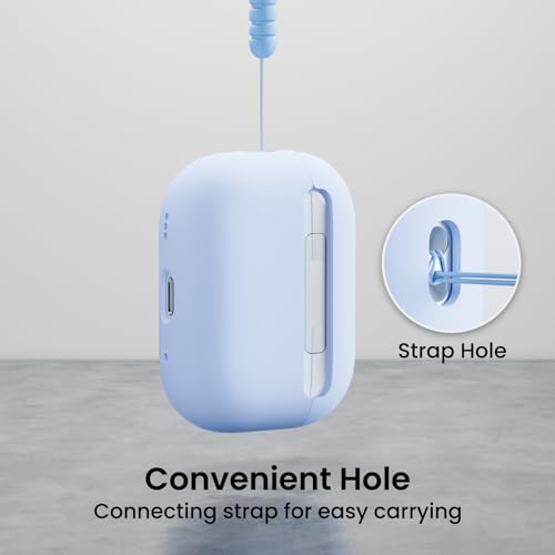 ORNARTO for AirPods Pro 2 Case, Hybrid Silicone, Baby Blue | Hybrid Silicone Rubber, Front LED Visible, Wireless Charging, Skin-Friendly Soft Touch, Anti-Scratch, Detachable Lanyard - color: Baby Blue