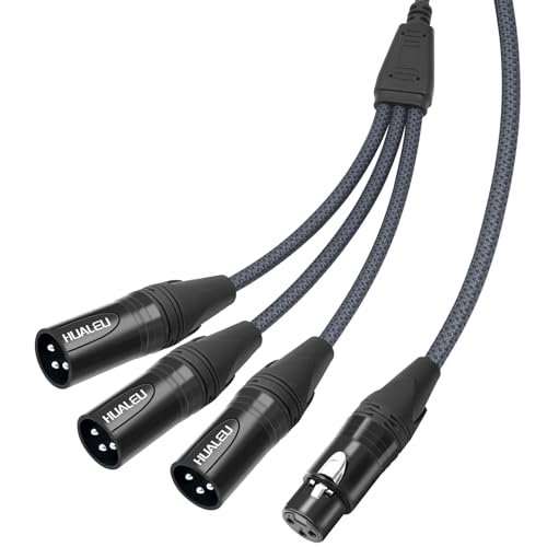 3-Pin XLR Female to 3 Male Y Splitter Cable,3 Way XLR Splitter Cable Balance 1 Female to 3 Male Audio Cable for Mixer Microphone- 2Feet - size: 2Feet, style: XLR 1 F To 3 M