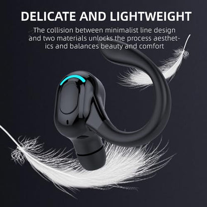 Wireless Earbuds with Earhooks Single Bluetooth Earpiece Sports Headphones Over the Ear Running Workout Wrap Around Earbuds 20H Long Battery Life Waterproof Noise Cancelling Headset for Android iOS - color: Blue