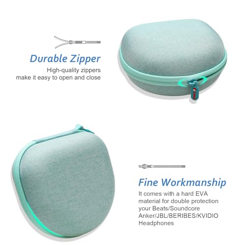 Headphone Case for BERIBES/KVIDIO/Picun/TOZO Etc Headphone,Green | for JLab JBuds Lux ANC/Go Lux ANC, Beats Studio Pro/Solo 4 3,TOZO HT3,JBL Etc Headphones, Hard Shell Case for Travel Home - color: Mint Green