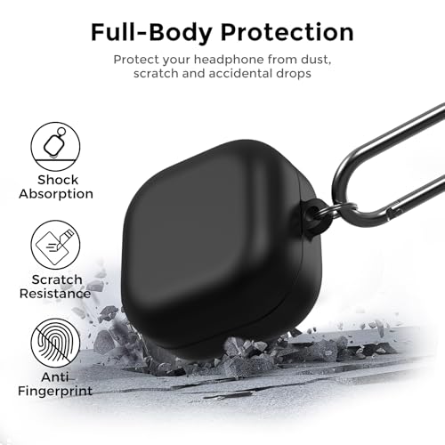 AhaStyle Silicone Case for Samsung Galaxy Buds4 and Galaxy Buds4 Pro (2026) | Skin-Friendly Soft Touch, Full Protection, Shockproof, Wireless Charging, Galaxy Buds4 Series Accessories, for Men Women - color: Galaxy Buds4/Buds4 Pro, Black