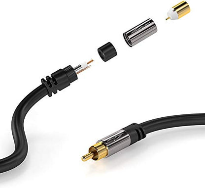 KabelDirekt – RCA Extension Cable – 20ft | Subwoofer/audio cable, RCA male to female, ideal for amplifier/HiFi, analog & digital - size: 20 Feet