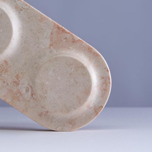 Einova Dual Classic Stone – Dual Wireless Charging Pad in Genuine Marble, Designed in Italy, Qi Certified, for Smartphones, Wireless Earbuds & More – Cream Marble - color: Cream marble – Dual Classic Stone