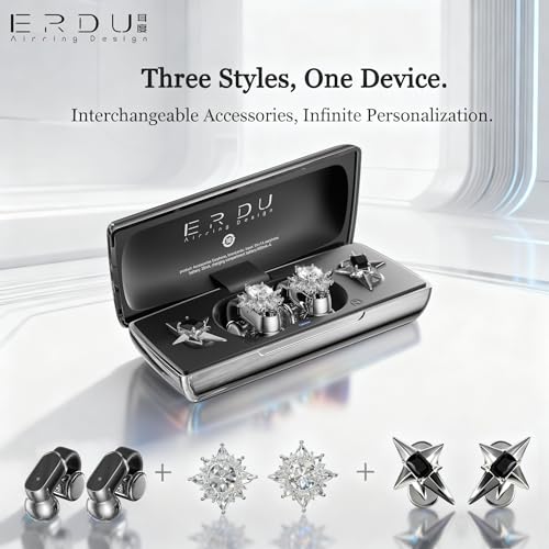 Starry Ear Cuff Wireless Headphones, Jewelry Open Ear Clip-on Earbuds, 30H Playtime, Bluetooth 6.0 Earring Earphones for Women, 2 Pairs Interchangeable Magnetic Crystals