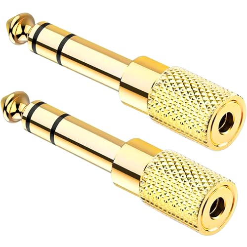 1/4" to 3.5mm Adapter, Female 3.5mm to Male 1/4 inch Headphone Jack Adapter for Headphones, Amplifier, Electric Guitar, Tablet - 2 Pack - size: 2-Pack
