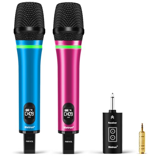 Rechargeable Wireless Microphone with 1/4'' Plug Rechargeable Receiver - color: WXM19 Blue Pink