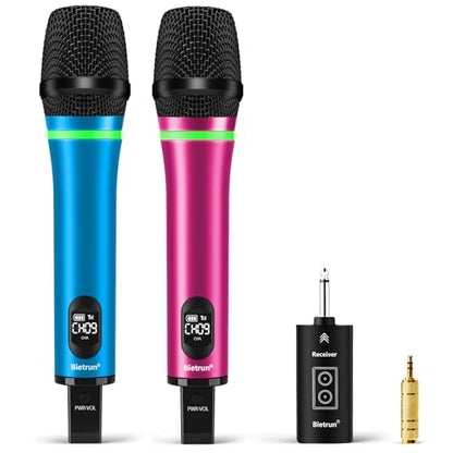 Rechargeable Wireless Microphone with 1/4'' Plug Rechargeable Receiver - color: WXM19 Blue Pink