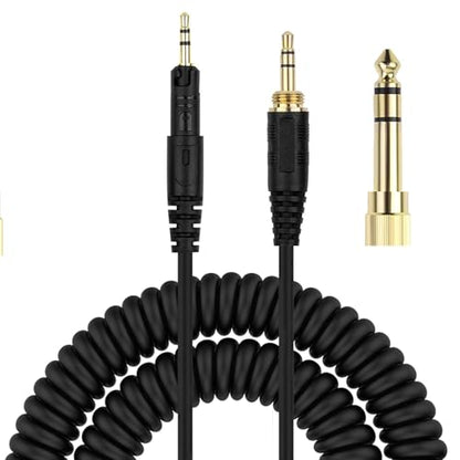 Replacement ATH-M50x Cable Coiled Cord Compatible with Audio Technica ATH-M40x, ATH-M50x, ATH-M70x, ATH-M60x Headphones, 2.5mm to 3.5mm Audio Cord with 6.35mm Adapter