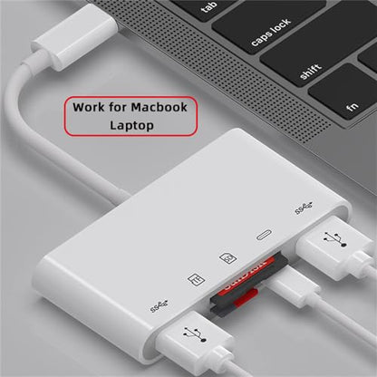 USB 2.0 Type C USB-C to TF Micro SD SDXC Dual USB3.0 Female Card Reader PD 27W Adapter for Laptop Tablet Phone - style: SD 5-in-1